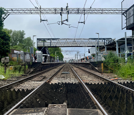 Level crossing next to a station