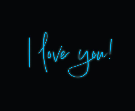 I Love You Text Neon Style, Design Elements. Vector file.