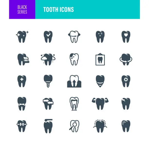 Vector illustration of Tooth Icons. Dental Care Icon Set