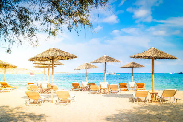istock Romantic beach at greek island 1491883301