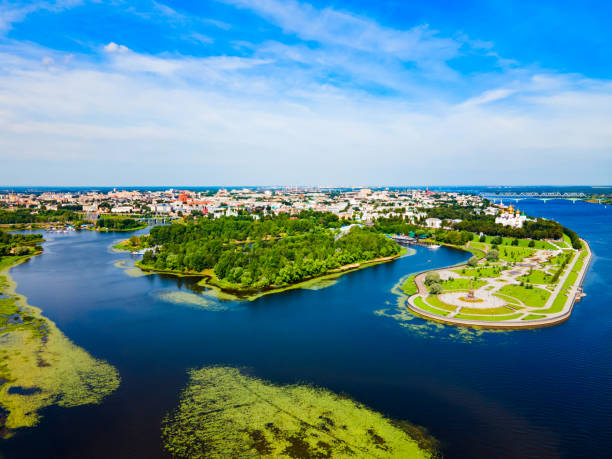 istock Yaroslavl city, Volga river aerial view 1491887583