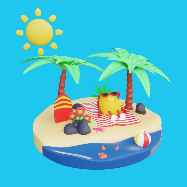 istock 3D render design of a cute pineapple character for summer vacation 1491887975