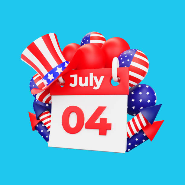 3d rendering Happy fourth of july american independence day