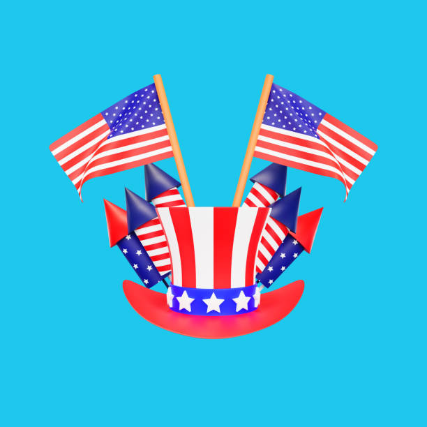 3d rendering Happy fourth of july american independence day