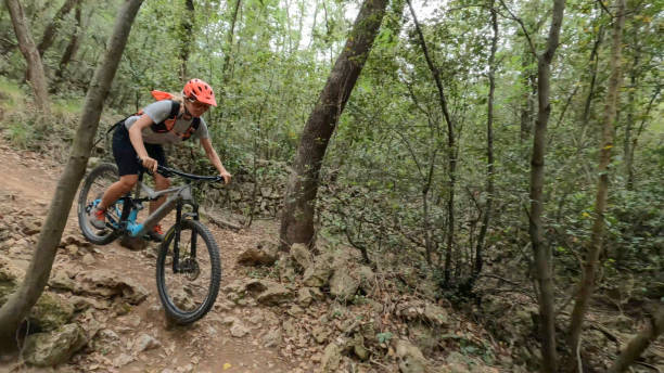 istock View looking backwards to female rider 1491889478