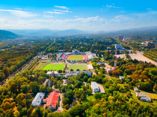 istock Nalchik city aerial panoramic view, Russia 1491893081