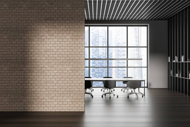istock Gray and beige brick meeting room 1491893807