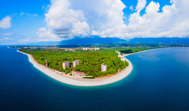 Pitsunda beach aerial panoramic view, Abkhazia