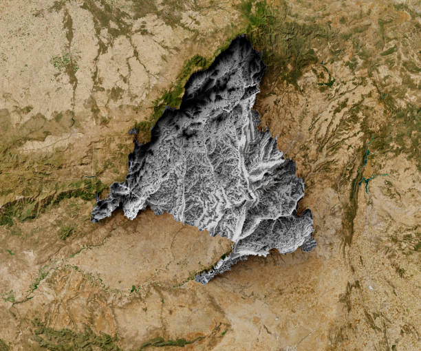 Topographic relief in 3d Community of Madrid