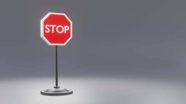 istock 3d Cartoon image of a stop sign on a plain background 1491900286