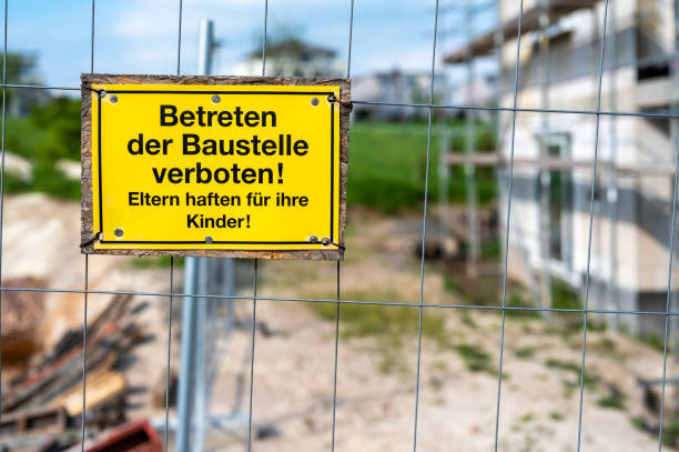 istock Construction site with the prohibition sign with the text 
