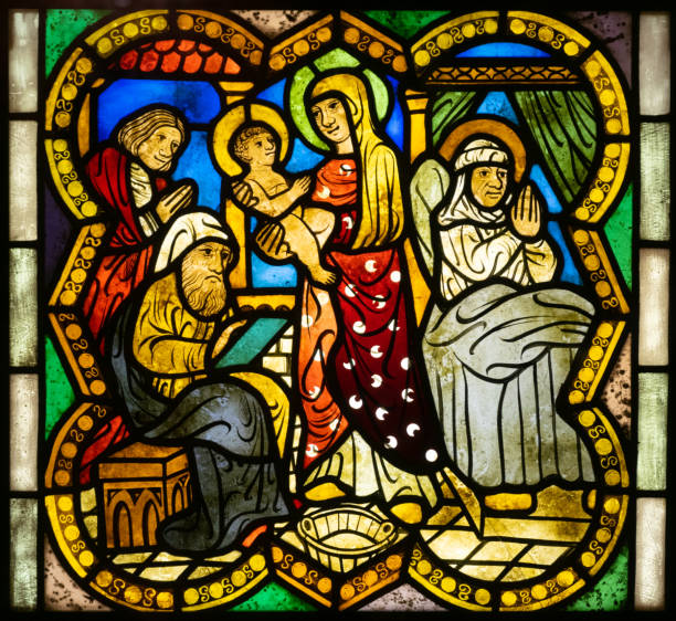 istock Nativity stained glass church window 1491913336