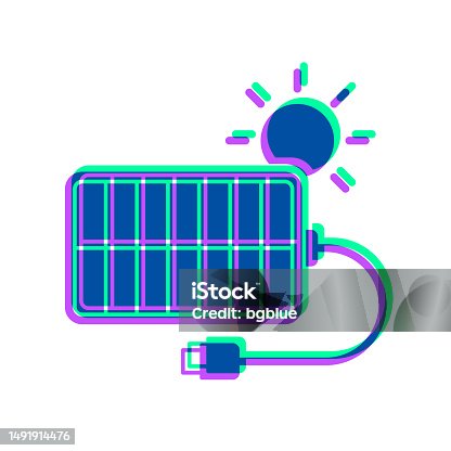 istock Solar charger. Icon with two color overlay on white background 1491914476