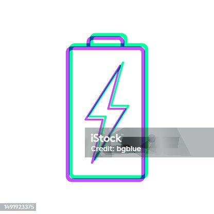 istock Battery charging. Icon with two color overlay on white background 1491923375