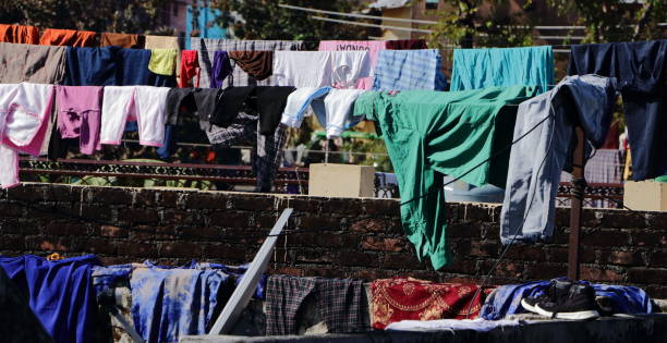 istock Clothes drying out on the roof. 1491929035