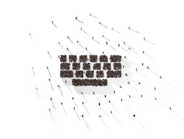 istock Large Crowd of People Forming Computer Keyboard on White Background 1491944080