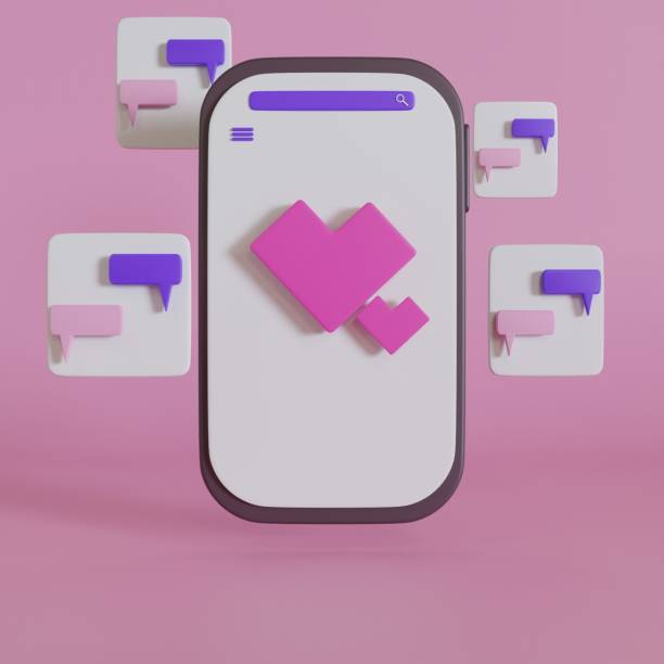 istock 3D social media smartphone with heart and chat platform, online social communication application on pink background. 3d render illustration 1491948224