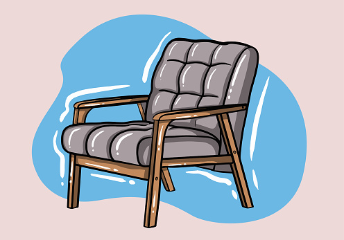 Living room furniture concept. Sticker with classic armchair with padded armrests and seat