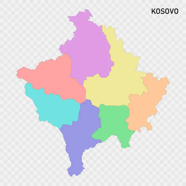 Vector illustration of Isolated colored map of Kosovo