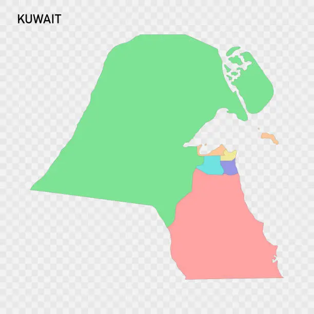 Vector illustration of Isolated colored map of Kuwait