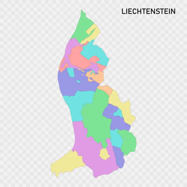 Vector illustration of Isolated colored map of Liechtenstein