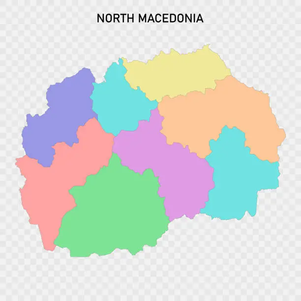 Vector illustration of Isolated colored map of North Macedonia