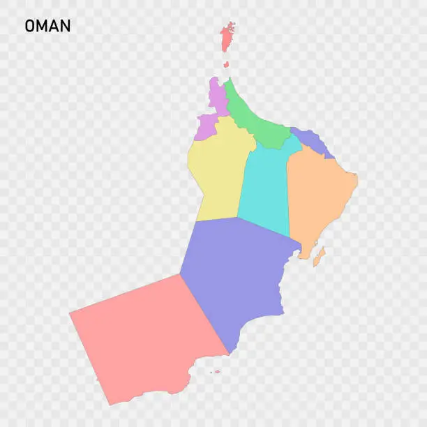 Vector illustration of Isolated colored map of Oman