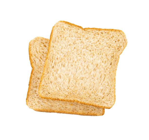 istock Two slices of wheat bread isolated 1491966201