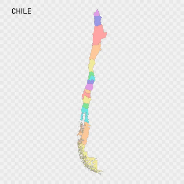 Vector illustration of Isolated colored map of Chile with borders