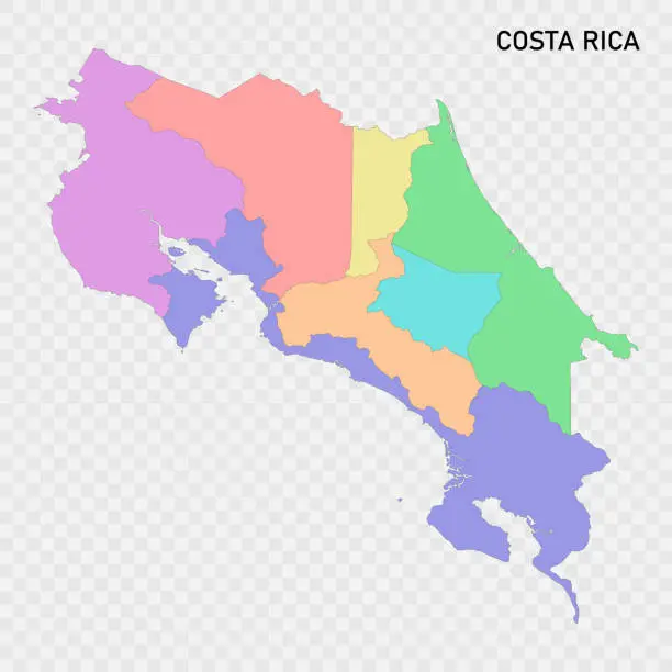 Vector illustration of Isolated colored map of Costa Rica with borders