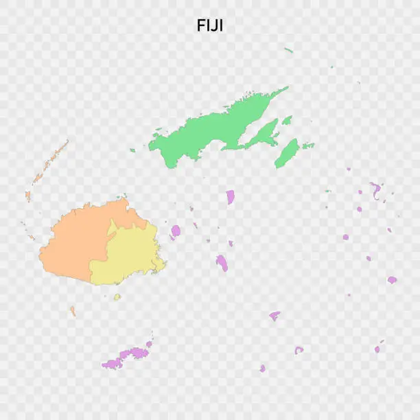 Vector illustration of Isolated colored map of Fiji with borders