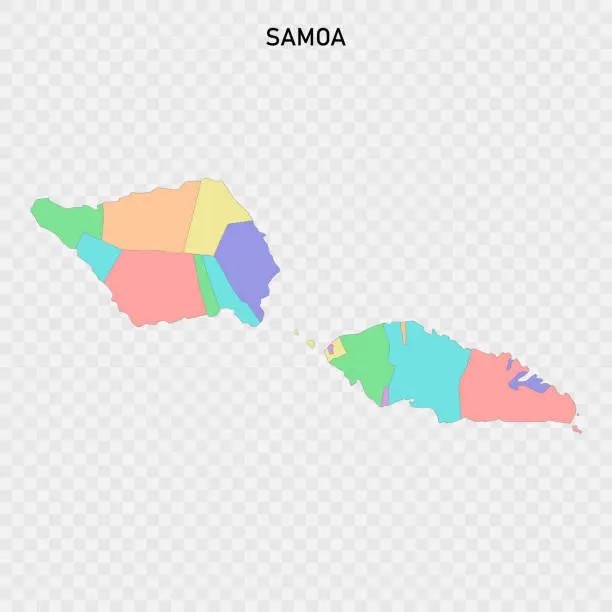 Vector illustration of Isolated colored map of Samoa with borders