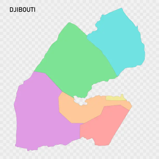 Vector illustration of Isolated colored map of Djibouti