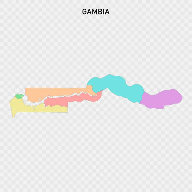 Vector illustration of Isolated colored map of Gambia