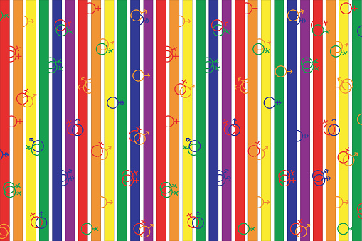 Illustration, Symbol and vertical bar color of LGBTQ+  background.