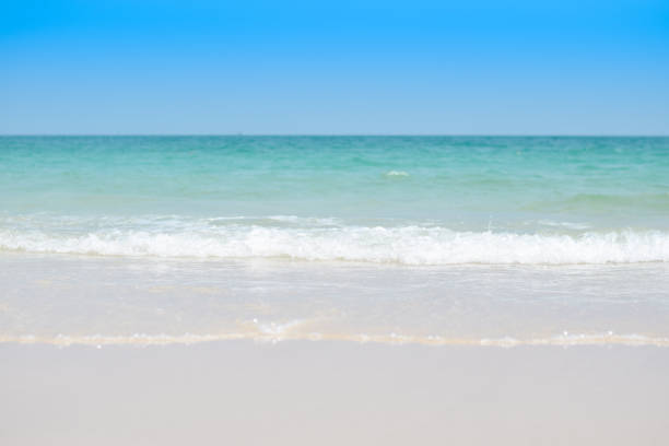 beautiful sandy beach and soft blue ocean wave. summer background concept