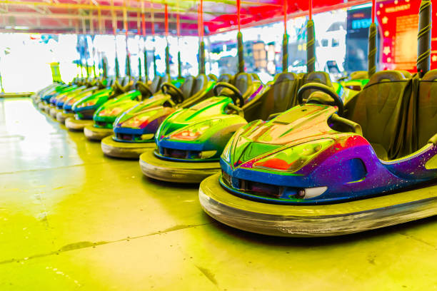 istock Amusement park. Electrical toy car 1491986393