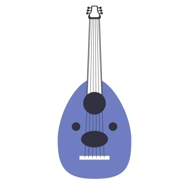 Vector illustration of Oud, folklore musical stringed Arabic instrument.