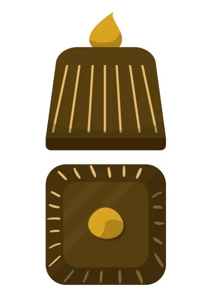 Vector illustration of Chocolate candies. The sweets are square shaped. View from above. Side view. Flat vector illustration on white background.