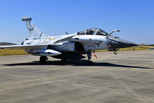 FA18 SuperHornet military jet on board the USS Carl Vinson undergoes maintenance