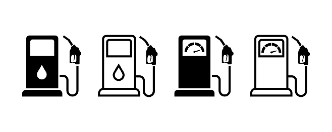 Set of gas pump station vector icons. Pump petrol symbol. Gasoline station icon. Vector 10 Eps.