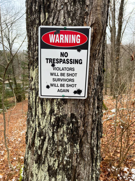 istock Danger sign, private property, funny in forest 1491997268