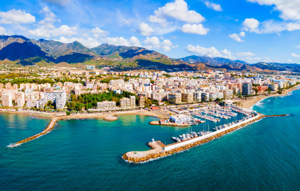 istock Marbella city port and beach aerial panoramic view 1491999759