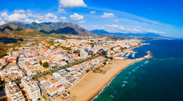 istock Marbella city beach and port aerial panoramic view 1491999794