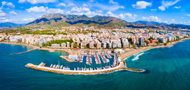 istock Marbella city port and beach aerial panoramic view 1491999819