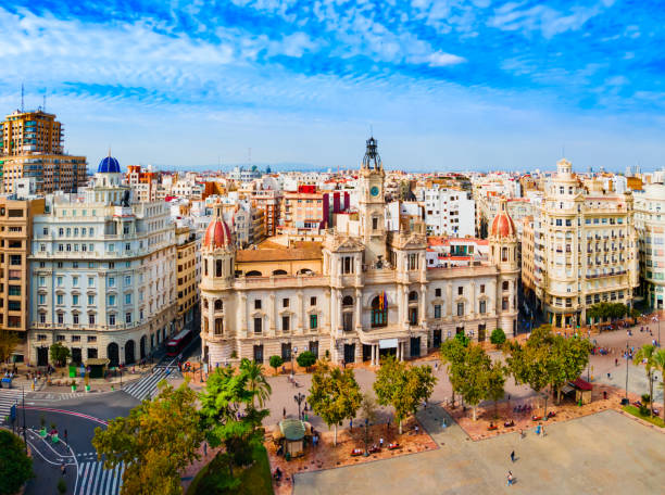 istock Valencia city aerial panoramic view in Spain 1491999980