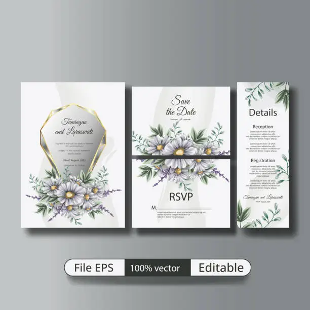 Vector illustration of Floral decoration wedding invitation card