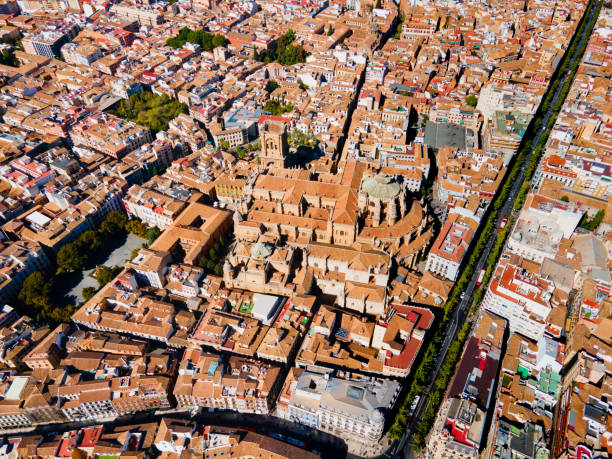 istock Granada Cathedral city aerial panoramic view in Spain 1492004580