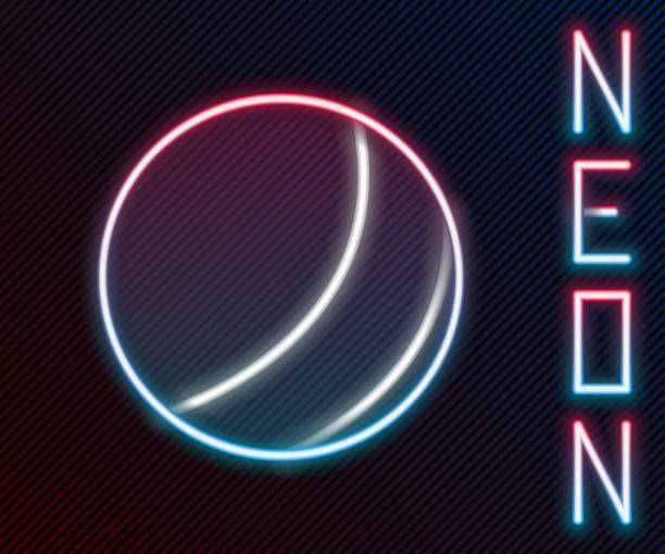istock Glowing neon line Beach ball icon isolated on black background. Children toy. Colorful outline concept. Vector 1492014306