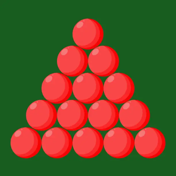 Vector illustration of Red snooker balls on green in flat vector illustration design